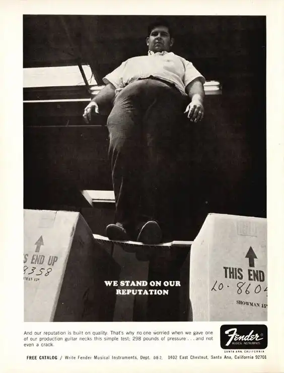 The 1967 advert "We stand on our reputation"