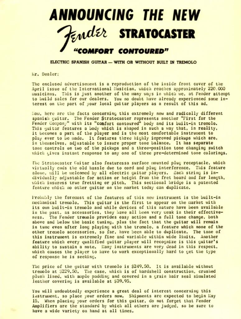 The letter to the dealers