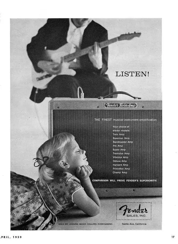Affectionately known as the “little deaf girl” ad. If you've ever played a Fender twin, you understand