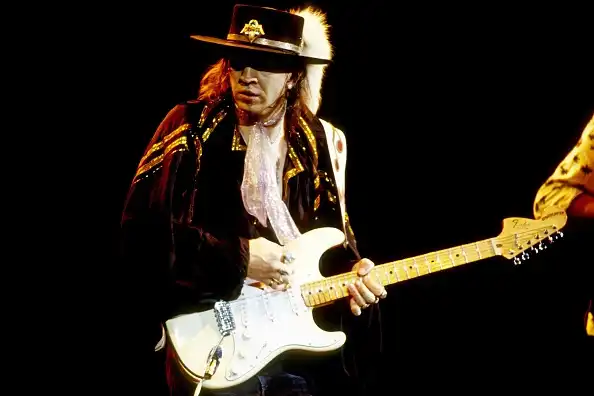 Stevie Ray Vaughan with his Hendrix Stratocaster