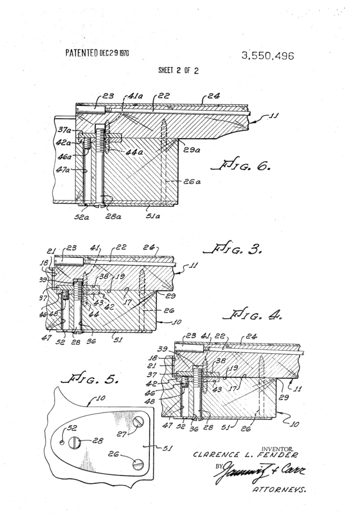 Tilt neck patent. Although Freddie Tavares was not mentioned in the patenet, he helped Leo Fender to design the Micro-Tilt