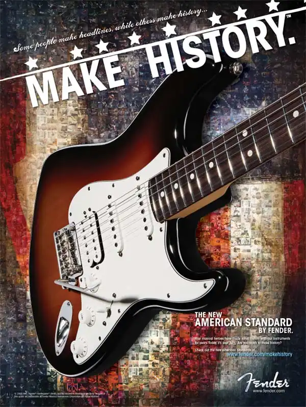 2008 American Standard Stratocaster Advertising "Make History", Sunburst version
