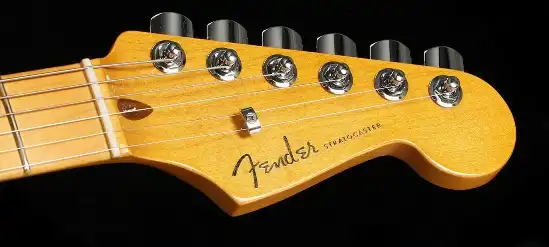 American Ultra Headstock with the Gold Foil Logo and the Modern "T" string tree