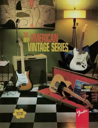 An advertisement for the American Vintage Series from Fender Frontline