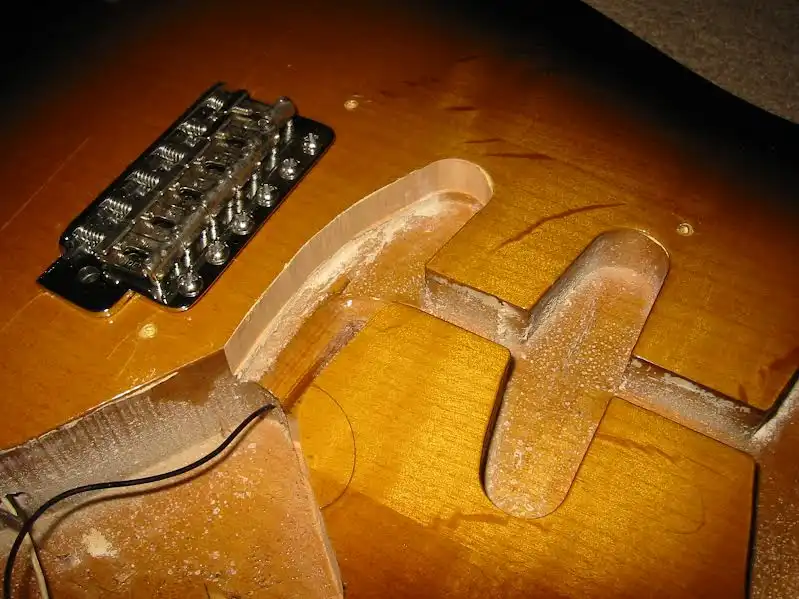 Enlarged cavities on a 1982 ’57 Vintage Reissue (courtesy of Pierson Forsythe)