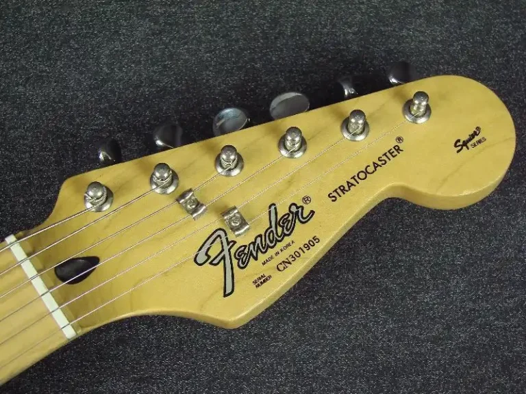 Headstock of a Korean Fender Squier Series Stratocaster