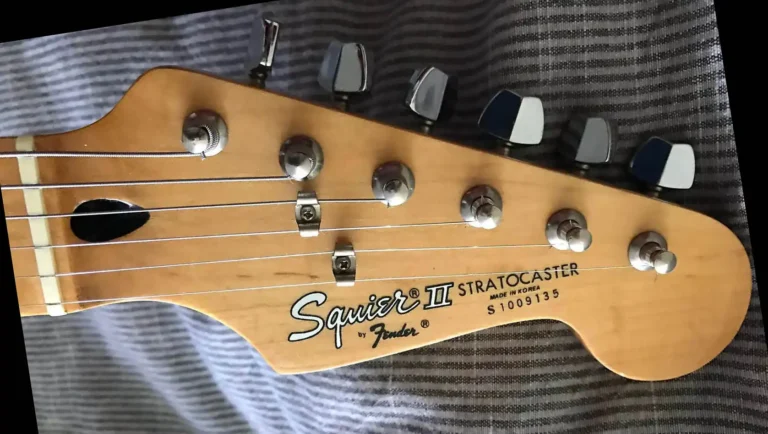 Headstock of a Squier II “S” Series Stratocaster, made in Korea