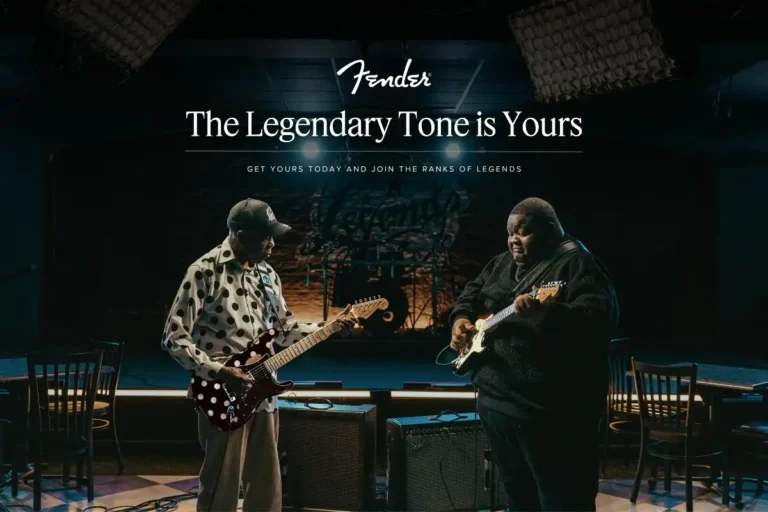 Christone 'Kingfish' Ingram and Buddy Guy in the “Legendary Tone is Yours” advertisement