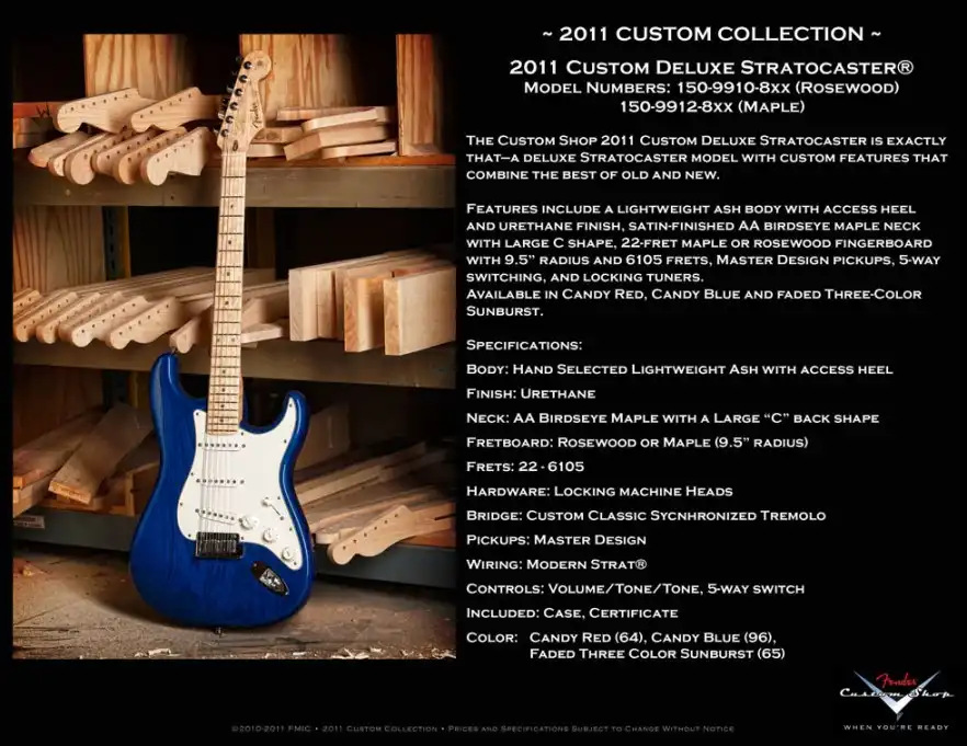 2011 Custom Deluxe Stratocaster, 2011 Fender site