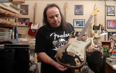 John Cruz at work on the Black1, featuring an authentic heavy relic finish