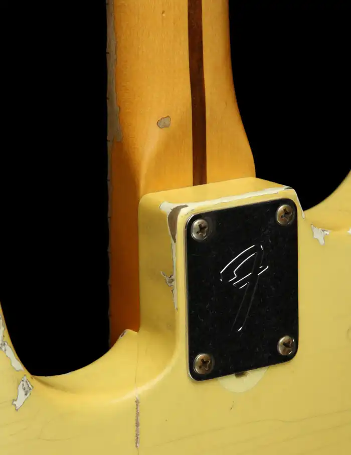 Play Loud replica 4-bolt neck plate, showing the Micro-Tilt adjustment hole from the original 3-bolt neck plate (courtesy of The Music Zoo)