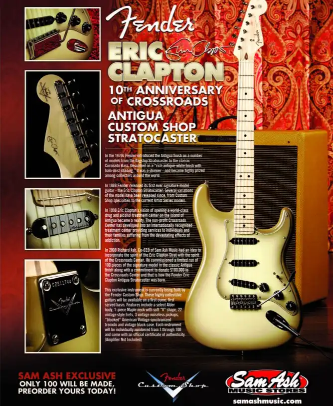 Poster of Eric Clapton’s Antigua Strat, highlighting its distinctive finish