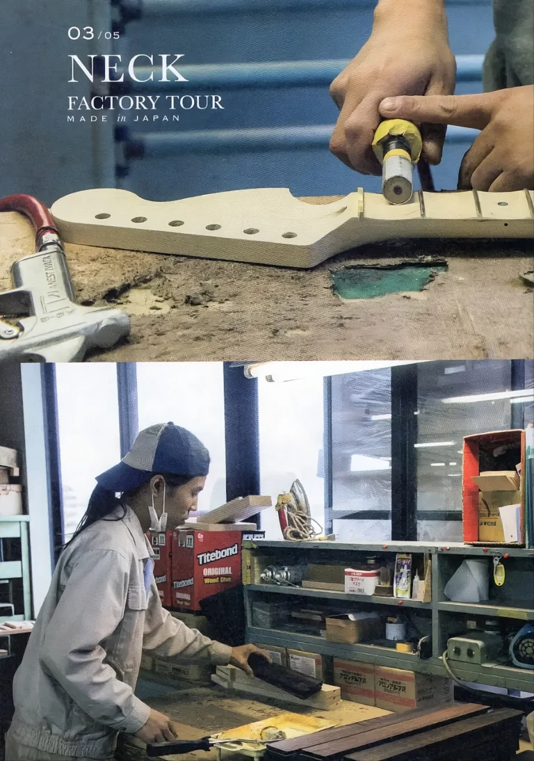 Scalloping guitar necks at the Dyna Gakki factory in Japan