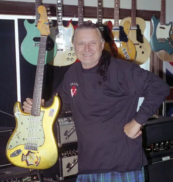 Dick Dale and “The Beast” (photo courtesy: Eric Ernest from Abalone Vintage)