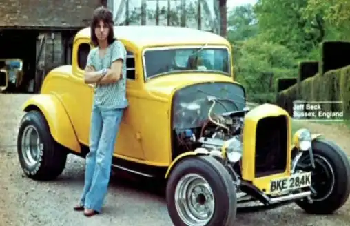 Jeff Beck with his 1932 “Graffiti Yellow” Ford Chopped Deuce Coupe