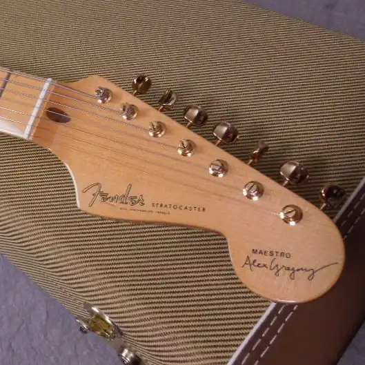 The headstock of the Custom Shop Alex Gregory model