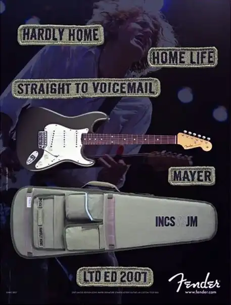 2007 advertisement for the John Mayer Stratocaster in Cypress Mica