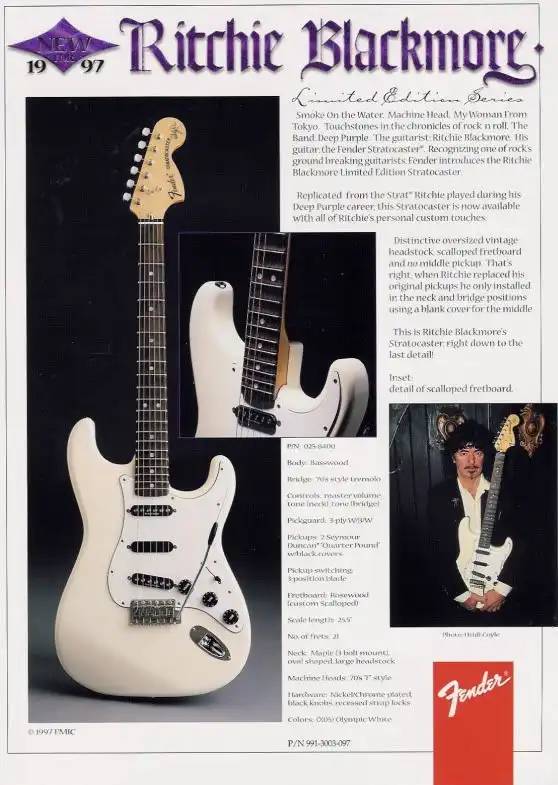 Ritchie Blackmore Stratocaster, Fender Catalog