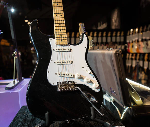 The Ritchie Blackmore Tribute Stratocaster exposed at the 2013 NAMM Show (photo credit: Music Zoo)