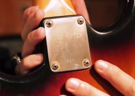 The neck plate of Mayer’s 1996 SRV Stratocaster (Paradise Valley Studio Sessions)