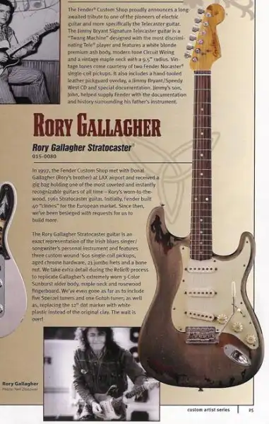 The Rory Gallagher Signature Stratocaster as featured in Fender’s Frontline catalogue.