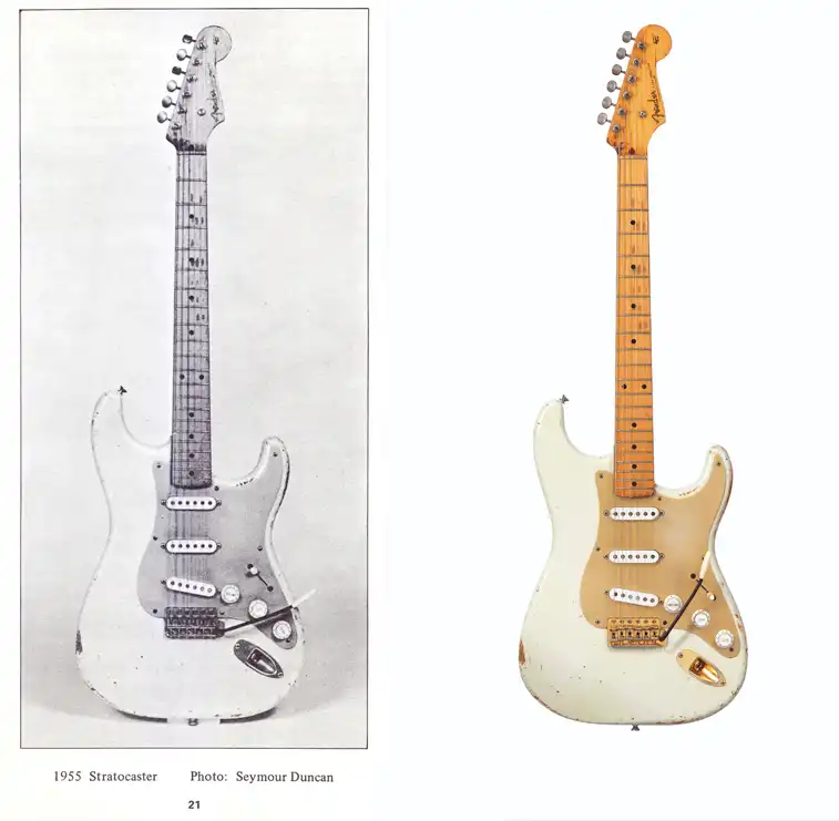 Comparison of the White Strat as pictured by Seymour Duncan in The Fender Guitar (1977) and the same guitar as shown in the Christie's catalog (2019)