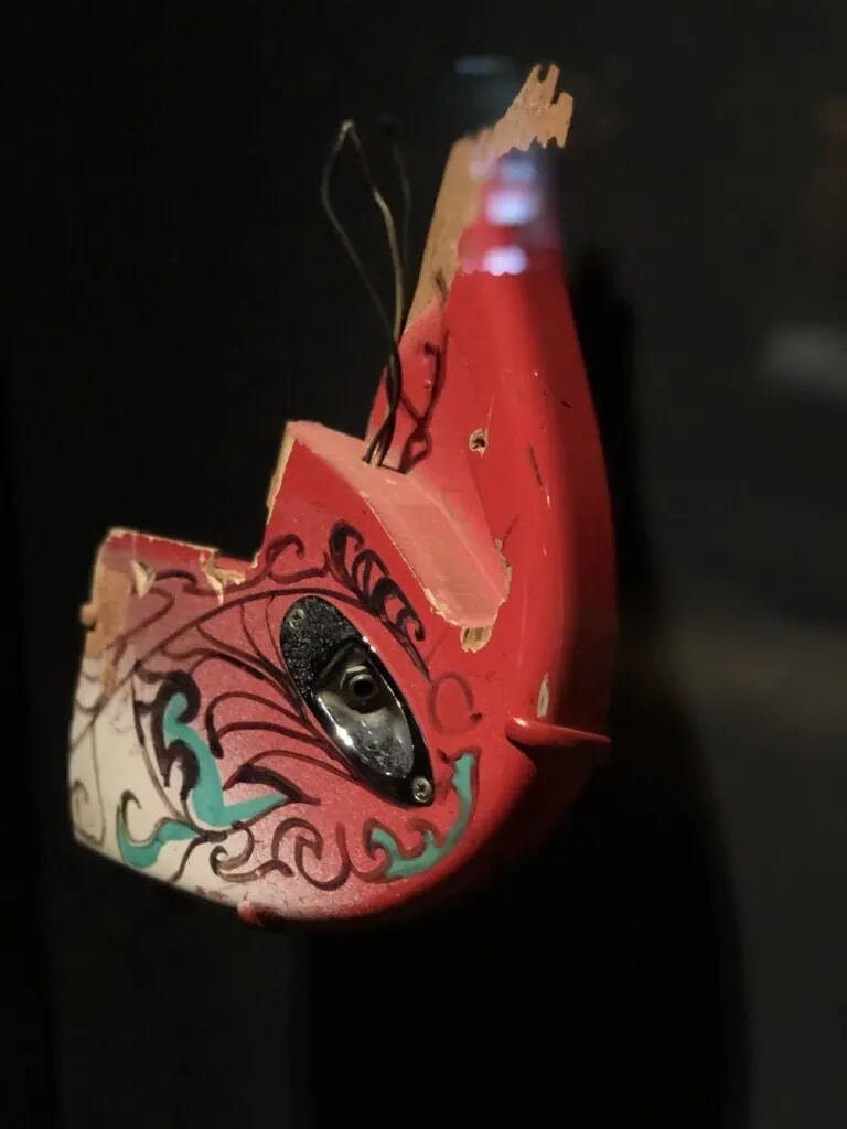 The only surviving piece of Jimi Hendrix’s Monterey Strat was displayed at The Metropolitan Museum of Art in New York in 2019. Photo by Altin at Heaven Research