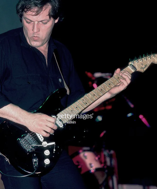 David Gilmour with The Black Strat fitted with a 22-fret Charvel neck and a Kahler bridge.